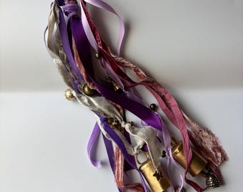 Purple Blessing Bells ~ | Protective Door Hanger | Pagan Home Decor | Protection Bells | Witchy House Blessing Gift | Angel Bells