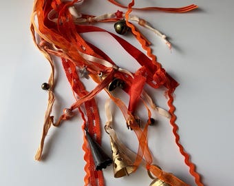 Orange Blessing Bells ~ | Protective Door Hanger | Pagan Home Decor | Protection Bells | Witchy House Blessing Gift | Angel Bells
