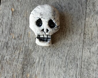 Porcelain Star Eyes Skull Brooch | Skull Pin | One of a Kind Art Pin| Gothic Lapel Pin | Punk Rock Accessory | Edgy Jacket Pin