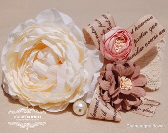 Beautiful Champagne flower  wedding dog collar, Pet party collar. Yorkshire Dog collar, dog wedding collar,dog collar.Birthday gift for dog