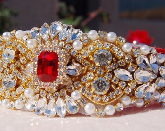 Christmas dog collar.Luxury dog collar! rhinestone dog collar,red panne velvet wedding dog collar.party dog collar. dog wedding collar