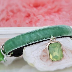Cute green rhinestone cat collar.velvet  Tiny dog collar,small dog collar.cat collar.puppy collar.kitten collar.teacup dog collar.puppy gift