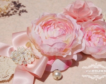 Beautiful pink flowers collar for lovely dog. handmade cute pink Bow dog wedding collar.Birthday gift for dog