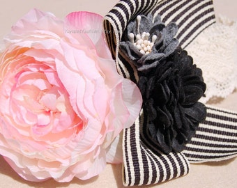 Modern dog collar,wedding dog collar.Birthday Party dog collar.Beautiful pink and black,gray flower collar for dog. handmade girl dog collar