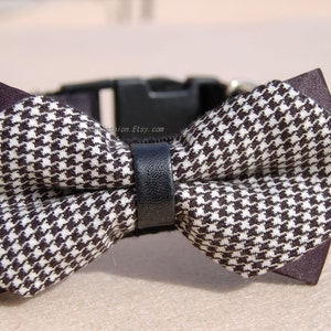 Cute Black/ivory Bow tie dog collar,wedding dog collar.Pet party dog collar. dog wedding collar.Modern pet collar, Birthday gift for dog