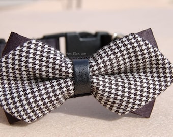Lindo collar de perro de pajarita negro / marfil, collar de perro de boda. Collar de perro de fiesta para mascotas. collar de boda para perros. Collar de mascota moderno, regalo de cumpleaños para perro