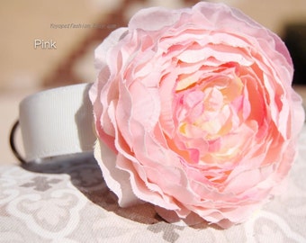 Beautiful  pink flower dog collar,wedding dog collar.Birthday Party dog collar.  pink flower with white collar for dog. handmade dog collar
