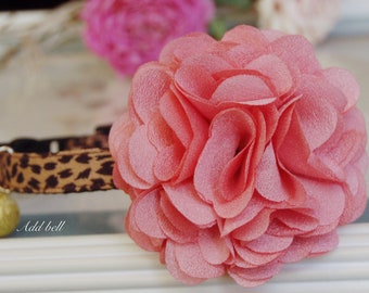 Dusky pink flower cat collar.Tiny dog collar,small dog collar.Leopard print cat collar.puppy collar.teacup dog collar.cat gift.dog gift
