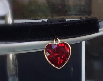 Handmade Cute cat collar, black velvet Cat collar,cat gift,dog collar,puppy collar. Tea cup dog collar.tiny dog wedding collar,kitten collar