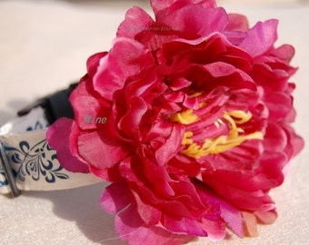 Beautiful flower dog collar,wedding dog collar.Birthday Party dog collar. Wine and Rose pink flower collar for dog. handmade dog collar