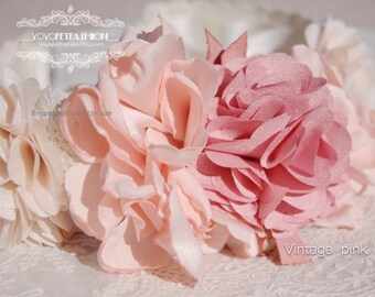 Original design vintage pink with soft pink flower collar for lovely dog, handmade wedding dog collar,cute dog collar.Birthday gift for dog