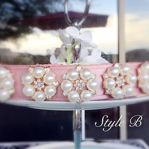 Luxury Beautiful rose pink satin dog collar,pearl wedding dog collar.party dog collar.Pet Birthday gift.dog wedding collar.modern dog collar