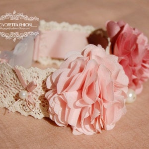 Original design soft pink with Vintage pink flower collar for lovely dog, handmade wedding dog collar,cute dog collar.Birthday gift for dog