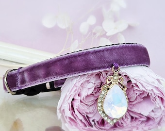 Blush purple cat collar.lavender rhinestone cat collar.purple Tiny dog collar,small dog collar.puppy collar.ki collar.teacup dog collar