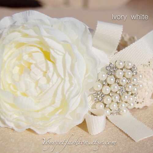 Cute White Wedding Dog Collar White Flower Collar for Lovely Etsy