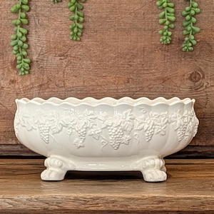 Vintage! Ivory Ceramic Planter, Footed Bowl