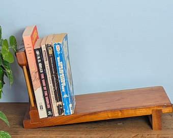 Vintage Handmade Slanted Wood Bookshelf