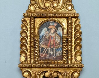 Vintage Cusco Retablo, Archangel Arcabusero