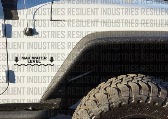 Max Water Level Vinyl Decal Sticker Jeep 4x4 Wrangler CJ YJ TJ JK Rubicon funny
