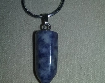 Handmade Genuine Natural Sodalite Gemstone Pendant On Silver Snake Chain Necklace Stone Jewelry Gift Fashion Accessory