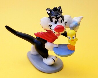 vintage Applause SYLVESTER & TWEETY Poêle à frire Looney Tunes en PVC, figurine en PVC