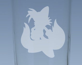 Tails the Fox silhouette on 8oz/14oz glass - Sonic series