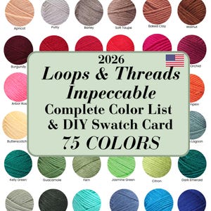 Carte de planification des couleurs imprimable Loops & Threads Impeccable Solids Worsted | Nuancier PDF