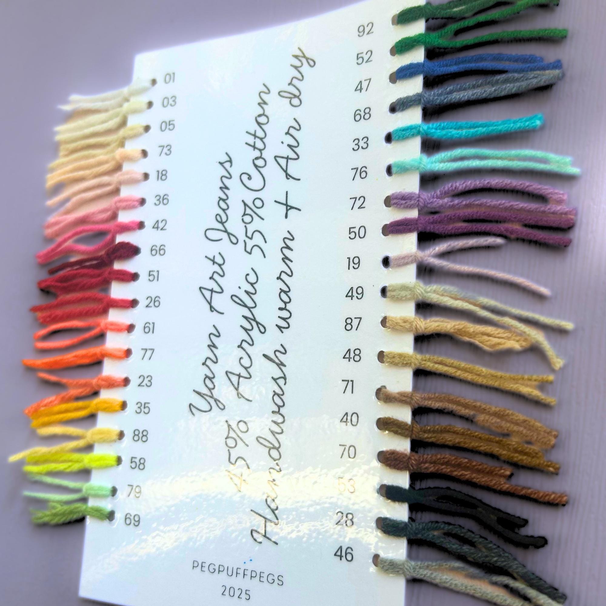 Yarn Art Jeans Color Swatch Chart: Laminated Reference Card; 36 Samples ...