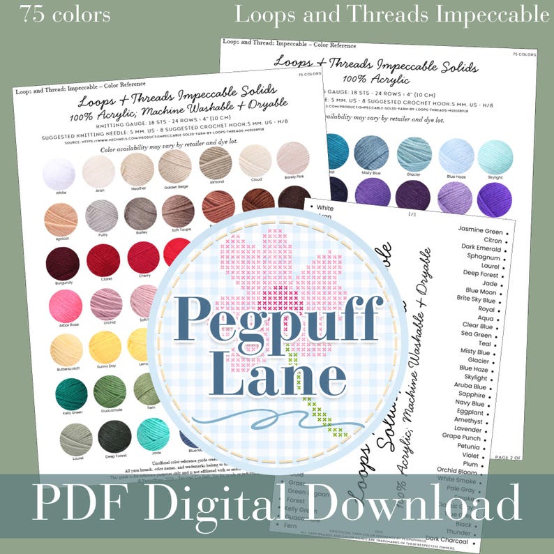 Loops & Threads Impeccable Solids Worsted Farbplanungskarte zum Ausdrucken | Garnmusterkarte (PDF) Bild 5