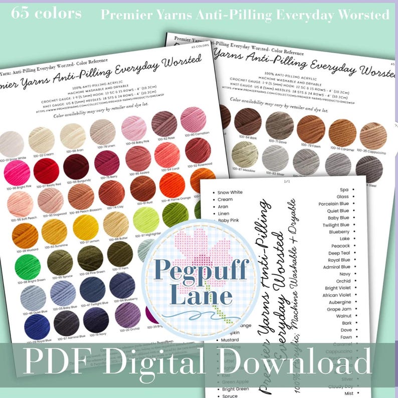 Premier Yarns Everyday Worsted Catona Color Reference Chart | Printable ...