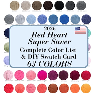 Red Heart Super Saver Color Reference Chart | Printable Swatch Chart (PDF)