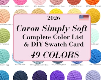 Caron Simply Soft Farbreferenzkarte | Druckbare Farbmusterkarte (PDF)