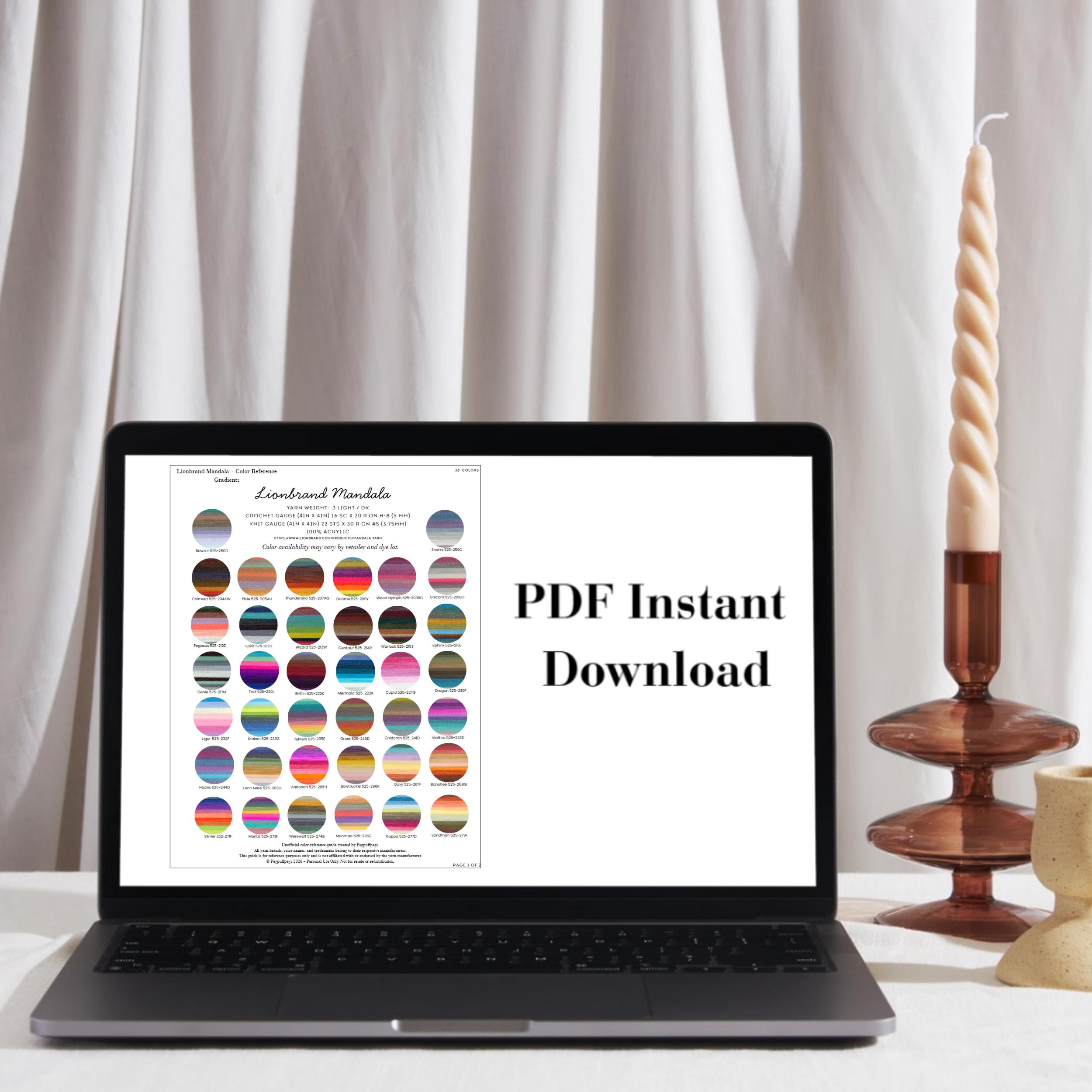Lionbrand Mandala Color Chart PDF | Variegated Yarn Reference Guide ...