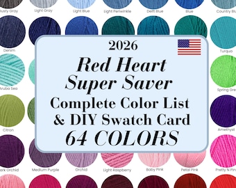 Red Heart Super Saver Farbreferenzkarte | Druckbare Farbmusterkarte (PDF)
