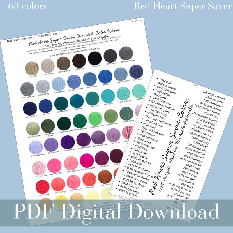 Red Heart Color Card - Etsy