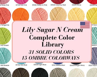 Lily Sugar N Cream Worsted Color Planning Card Printable | Yarn Swatch Chart PDF