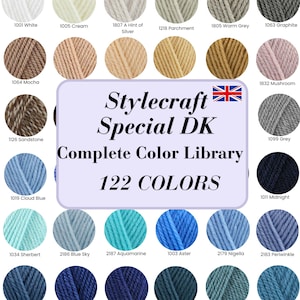 Stylecraft Special DK Färgplaneringskort Utskrivbart | Garnprovstabell PDF