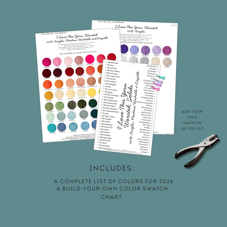 I Love This Yarn Solids Worsted Color Planning Card Printable | Yarn ...
