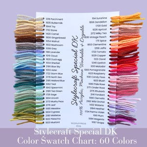 Stylecraft Special DK Yarn Swatch Card: 60 Colors; Knit and Crochet Reference Card
