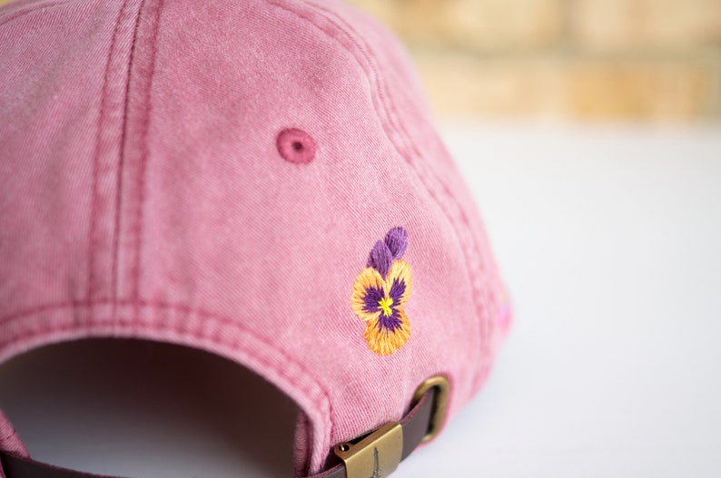 Floral embroidered hat Pansy Embroidered Baseball Cap