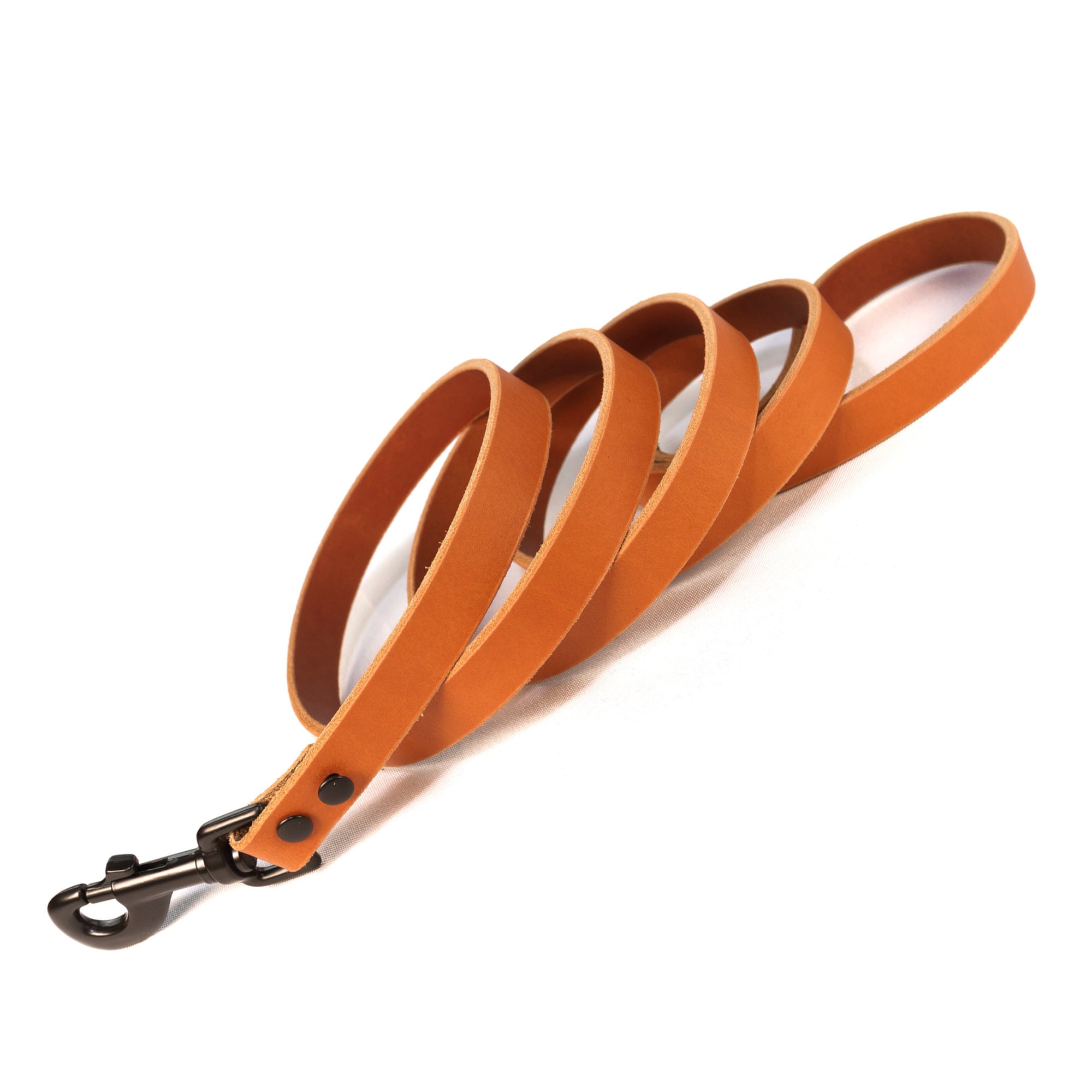 Handmade Orange Leather Dog Leash With Black Metal Hardware Etsy