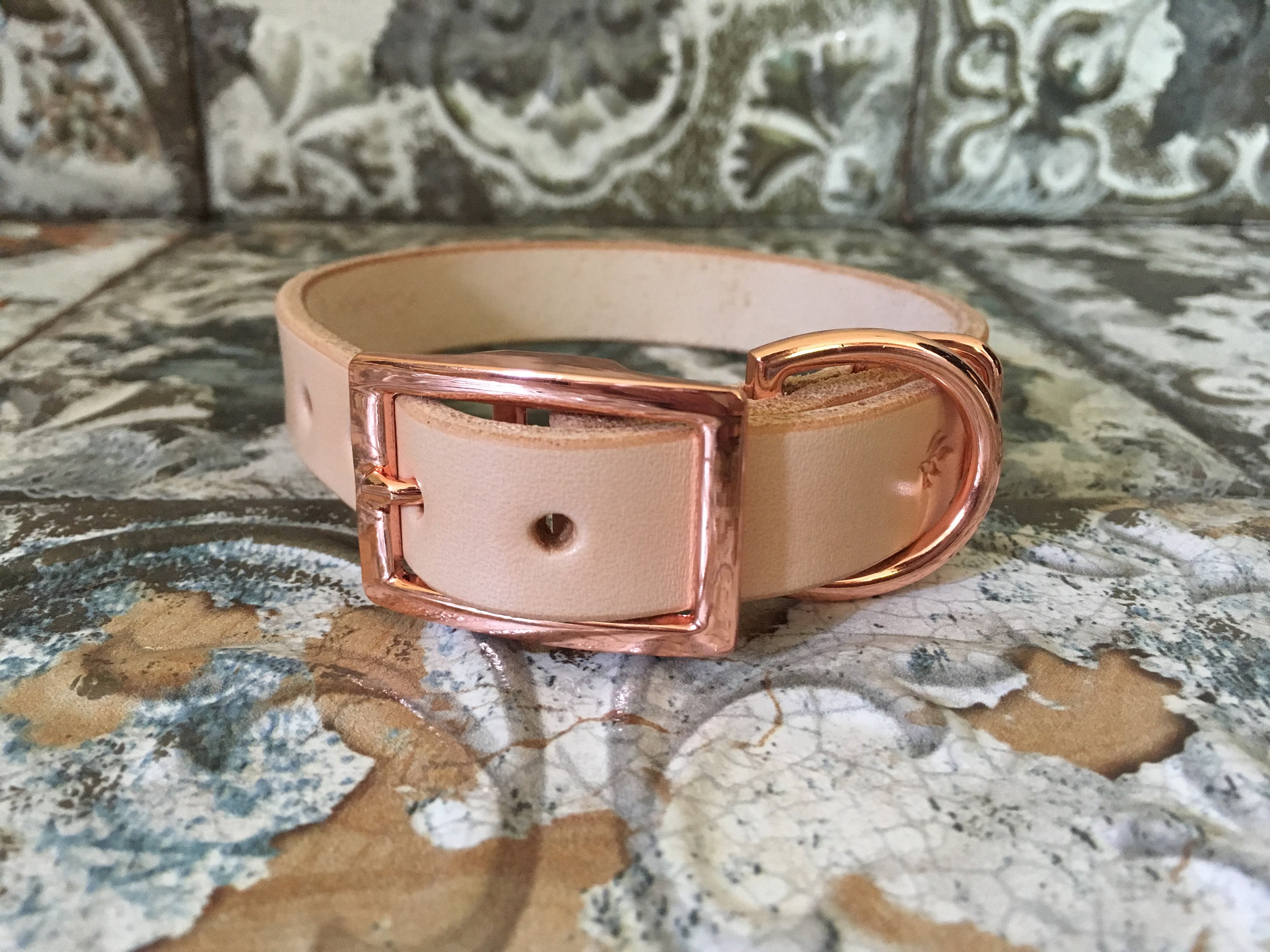 Leather Dog Collar Personalized Dog Collar Off White Etsy