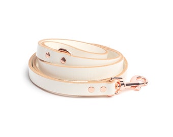 white leather dog lead