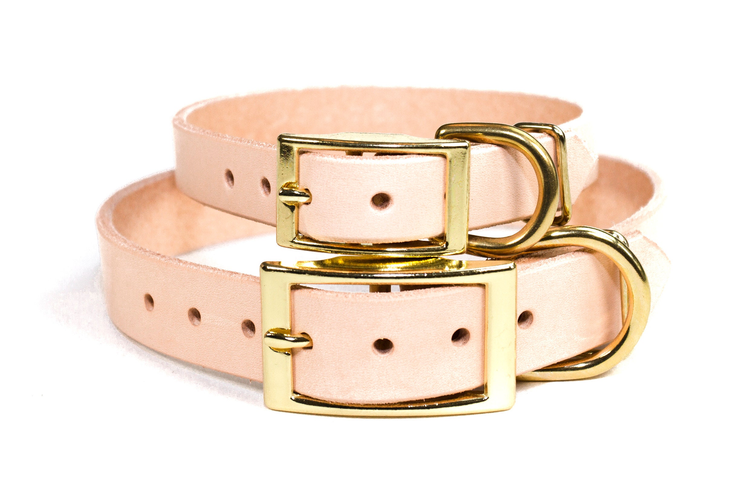 Personalized Off White Leather Dog Collar with Brass / Gold Etsy