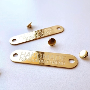 Engraved Solid Brass Dog Collar Nameplate: Silent Rivet-On ID Tag, Custom Engraved Pet Plate