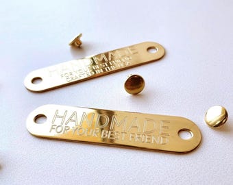 彫刻入りソリッドブラス製犬用首輪ネームプレート：サイレントリベット留めIDタグ、カスタム彫刻ペットプレート