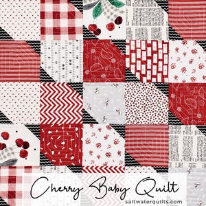 Cherry Baby Quilt Pattern, PDF Quilt Pattern, Instant Download, Charm Quilt, Quilt Pattern for Beginners, PDF Instructions, Easy Baby Quilt