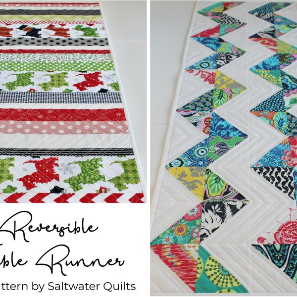 PDF Table Runner Pattern, Quilted Table Runner, Reversible, Spring and Summer Decor, Instant Download, Holiday Table Runner, Gift Idea, Sew