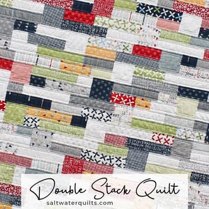 Double Stack Quilt Pattern, Instant Download PDF Pattern, Jelly Roll Quilt Pattern, Modern Quilt, Beginner Pattern, King, Queen, Full, Twin