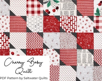 Cherry Baby Quilt Pattern, PDF Quilt Pattern, Instant Download, Charm Quilt, Quilt Pattern for Beginners, PDF Instructions, Easy Baby Quilt